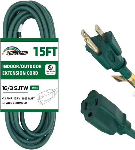 Vista 7 de Cable de Extensión HONDERSON, Certificación UL, Calibre 16, 1 Pie de Largo, Color Negro, 3 Puntas, Resistente, 16/3 SJTW, 13A, Cable de Energía