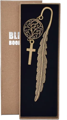 Vista 5 de Marcador de pluma de metal BLBMH Planificador de la Biblia con cruz Marcador de libro de oración para mujeres hombres sacerdote Regalos cristianos