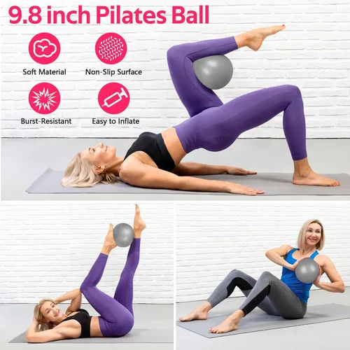 Vista 6 de WALITO Kit de Pilates para el Hogar para Mujeres, Juego de Anillo de Pilates con Círculo Mágico, Bandas de Resistencia, Bandas de Ejercicio Figura