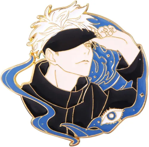 Vista 2 de Anime Jujutsu Kaisen - Juego de llaveros y alfileres de solapa esmaltados de metal, regalos para los fans