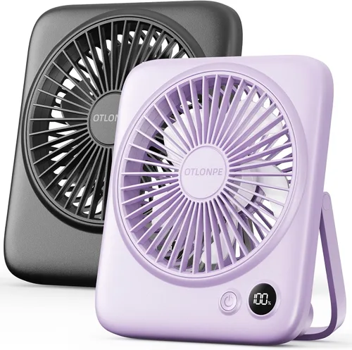 Vista 10 de Otlonpe Ventilador de Escritorio Portátil de 6.5 Pulgadas, Batería Recargable de 4000mAh Operado por Batería y Alimentado por USB, Ventilador