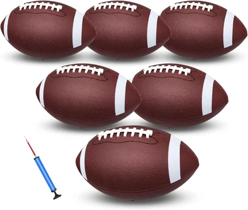 Vista 8 de jiaonun Youth Size 6/Official Size 9 Footballs Bulk, Inflatable with Pump for Youth, Junior, Adult, College, High School, Regulation Size Football