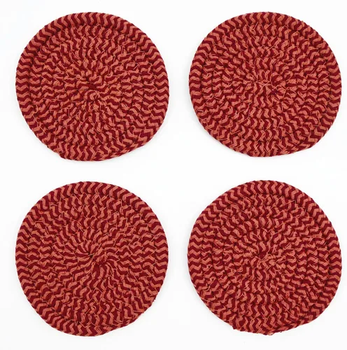 Vista 12 de Elegante posavasos trenzados con cable, juego de 4 (4 pulgadas, redondo, azul)