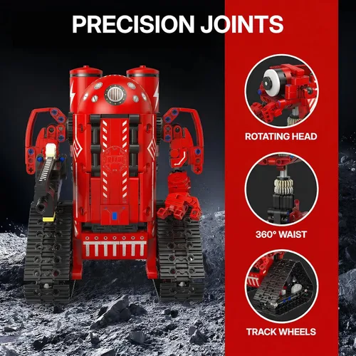 Vista 4 de Kit de robot STEM 5 en 1 para niños de 8 a 14 años 495 piezas de construcción de excavadora y robot Codificación de aplicaciones, robots a