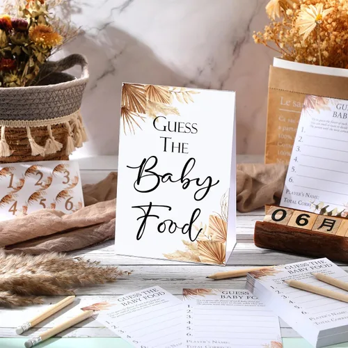 Vista 3 de Jutom Juego de 67 piezas para baby shower, Boho Guess The Baby Food Game
