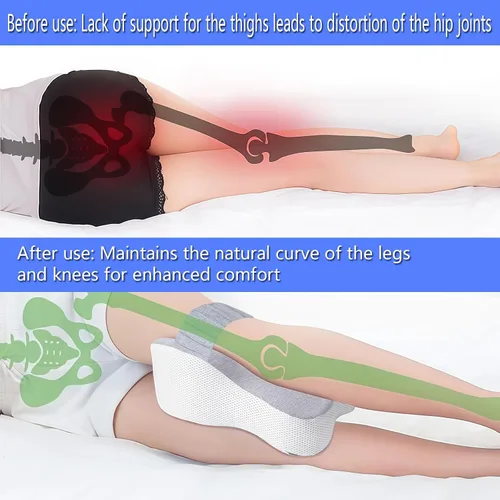 Vista 4 de Almohada ergonómica de espuma viscoelástica para adultos con correa ajustable, cojín grande para aliviar el dolor de ciática, soporte de cadera