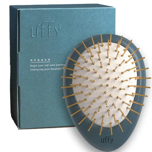Vista 10 de Uffy Acubrusher - Cepillo de pelo Gua Sha chapado en oro de 24 quilates, masajeador ergonómico para el cuero cabelludo para la caspa