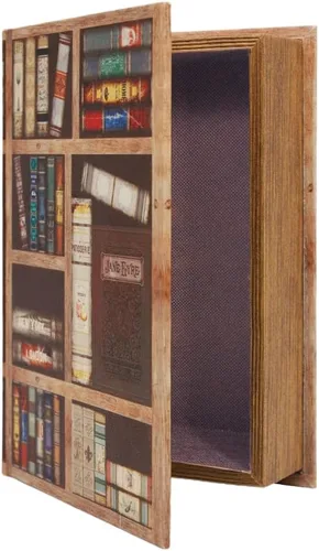 Vista 15 de PACOLO Cajas de libros decorativas, cubierta de madera sintética para almacenamiento oculto de joyas, dinero y efectivo (Avión)
