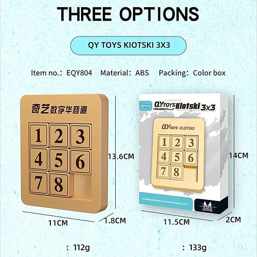 Vista 2 de LiangCuber QY Toys - Rompecabezas magnético Klotski de 3x3, rompecabezas de números deslizantes de ABS, juguete Tangram de inteligencia