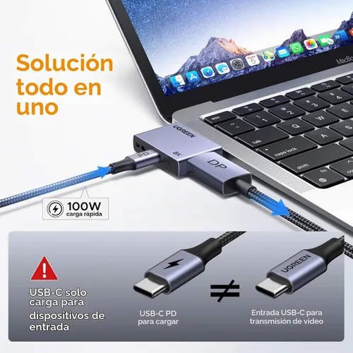Vista 4 de UGREEN Adaptador USB C a DisplayPort 1.4 8K @60Hz con PD 100W carga rápida