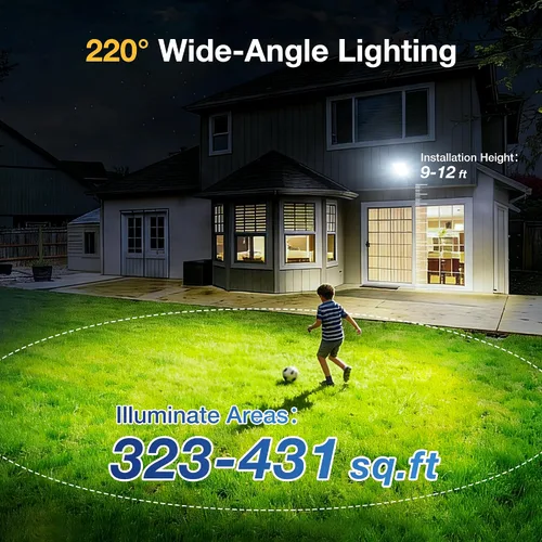 Vista 4 de [Usado] Luces solares impermeables para exteriores, luces LED de calle de 6500 K con sensor de movimiento y control remoto, luces de inundación