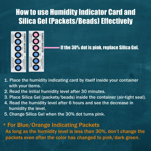Vista 5 de Tarjetas indicadoras de humedad premium (12 tarjetas) - 10-60% 6 puntos (Reutilizable)