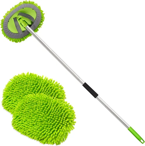 Vista 9 de anngrowy Cepillo de microfibra de 62" para lavado de autos con mango largo, kit de mopa de lavado de autos, manopla esponja, kit de suministros