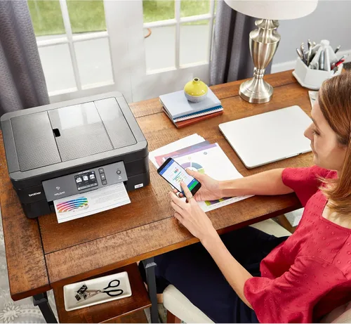Vista 5 de Brother Impresora inalámbrica de inyección de tinta todo en uno, MFC-J895DW, color multifunción, impresión dúplex, NFC One Touch para conectar