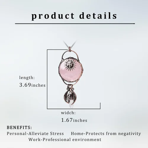 Vista 6 de Collar con colgante de cristal rosa, collar de piedras curativas de cobre, collar con colgante de piedras preciosas naturales, regalo para mujer