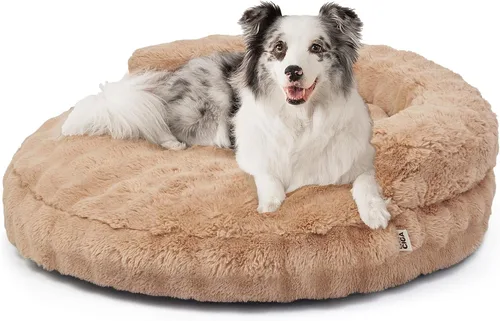 Vista 28 de EHEYCIGA Sofá cama suave para gatos de interior, cama extra pequeña esponjosa para perros con funda extraíble lavable, sofá para mascotas, Camello