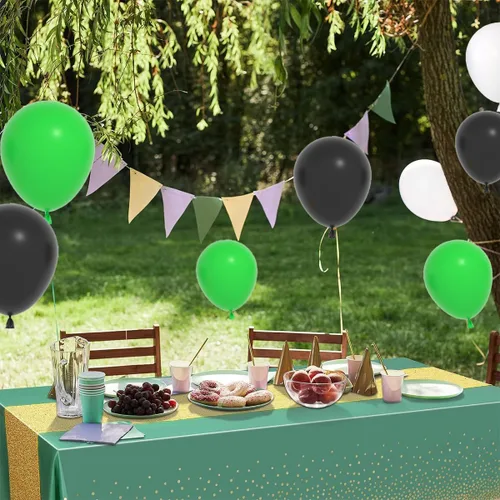 Vista 2 de Kit de guirnalda de arco de globos de color verde, negro, blanco y plateado, globos verdes y blancos para safari en la selva, baby shower