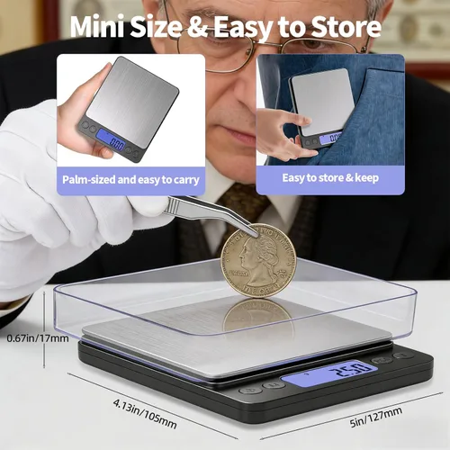 Vista 5 de SKEAP Báscula de monedas para pesar monedas, escala de gramo de alta precisión de 2.2 lbs/0.00 oz para coleccionistas de monedas, oro y joyas