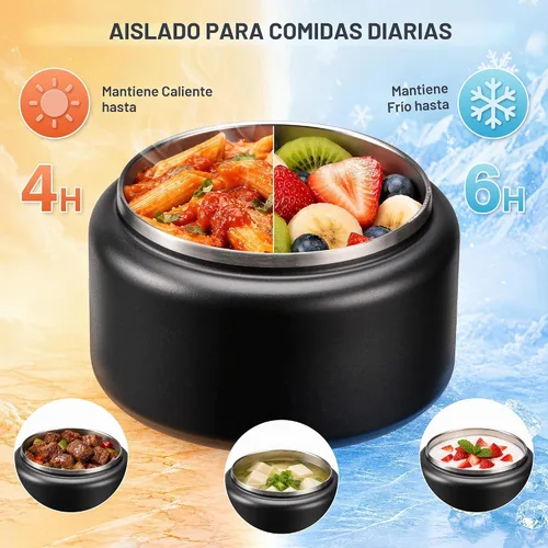 Vista 5 de Tarro para niños de 13.5 oz para alimentos calientes, tarro de alimentos aislado al vacío con tapa de hebilla, contenedor de almuerzo aislado