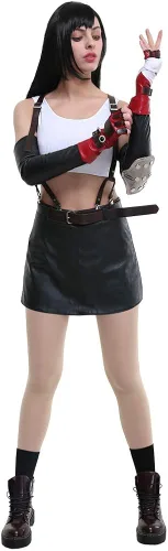 Vista 2 de miccostumes Disfraz de cosplay para mujer, con mangas, guantes y calcetines de vendaje