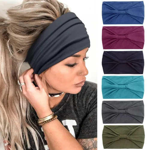 Vista 10 de Diadema Tobeffect para mujer, turbante de estilo bohemio africano, con nudos anchos, accesorios para el cabello Diademas 1