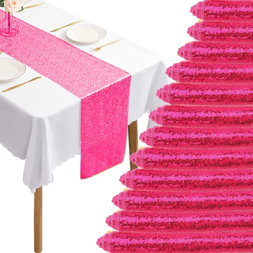 Vista 17 de 12 Paquetes de Caminos de Mesa con Lentejuelas Brillantes para Comedor para Cumpleaños, Bodas, Compromisos, Nupciales, Baby Shower, Despedida