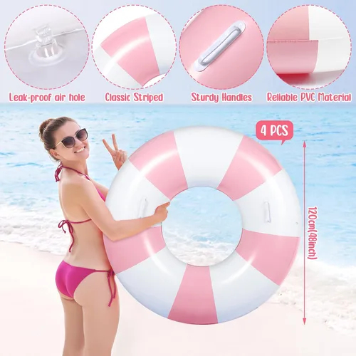 Vista 2 de Gemscream 2 flotadores grandes de piscina con asas, 47.24 pulgadas, tubos inflables de piscina tamaño adulto para tumbonas de verano, fiesta