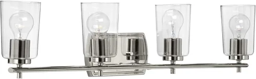 Vista 17 de Progress Lighting Adley Collection - Lámpara de tocador de baño tradicional con 3 luces, de cristal transparente, color negro mate, 7-5/8 x 23 Mate