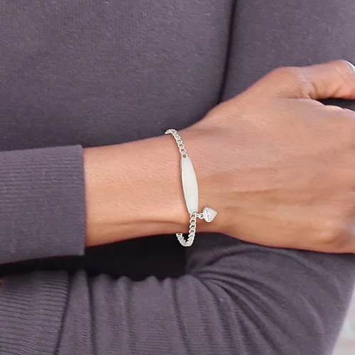 Vista 5 de 925 Sterling Silver Heart Charm Id Bracelet 85 Inch Love Fine Jewelry For Women Gifts For Her