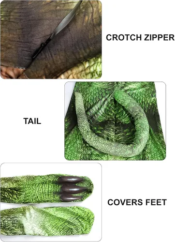 Vista 29 de Disfraz de animal para hombre con estampado de cola grande, overol peludo de elastano para cosplay, fiesta de Halloween