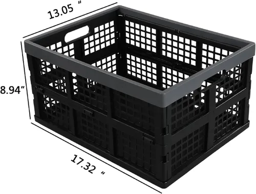 Vista 2 de Paquete de 3 cajas plegables de 32 L, cajas de almacenamiento plegables de plástico