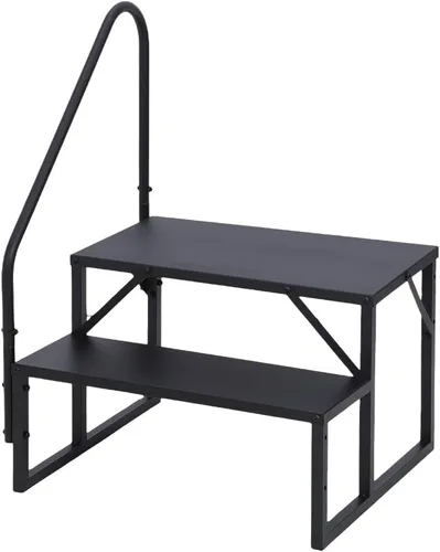 Vista 7 de Towallmark RV 2 escalones con pasamanos, peldaños de metal para bañera de hidromasaje, escaleras portátiles para RV, escaleras de casa móvil