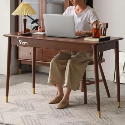 Vista 5 de Escritorios de oficina de nogal para computadora, escritorio de escritura con cajón, mesa de oficina para el hogar, sala de estar, dormitorio