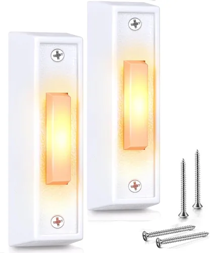 Vista 10 de Saillong - Botón de timbre iluminado, color negro, luz cálida Rango de voltaje de 8 V-24 V, timbre iluminado con cable, reemplazo de botón