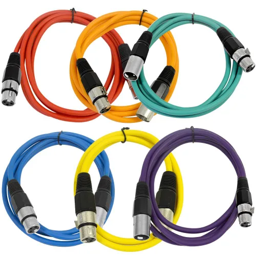 Vista 35 de SEISMIC AUDIO - SAXLX-2 - Paquete de 6 cables de conexión XLR macho a XLR hembra de 2 pies - Equilibrados - Cables de conexión de 2 pies