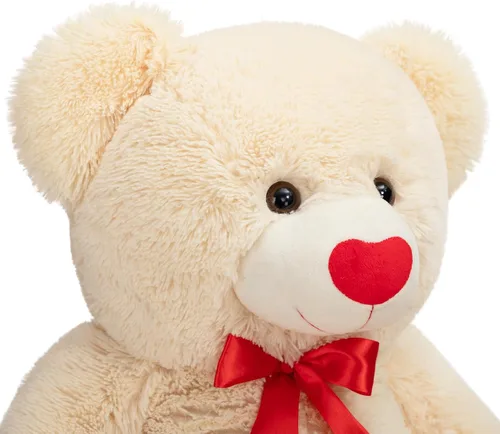 Vista 9 de HollyHOME Oso de Peluche Grande Animal de Peluche Oso Grande de Felpa con Corazón Rojo para Novia y Niños Juguete de Regalo de Vacaciones 36 Beige