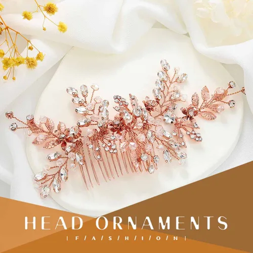 Vista 2 de Evild Pinzas para el pelo de boda con diamantes de imitación de rosa, accesorio para el cabello para mujer