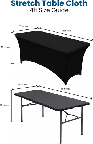 Vista 5 de Utopia Kitchen Mantel rectangular de spándex de 4 pies [1 unidad, negro] 200 GSM elástico, ajustado, lavable y resistente a las arrugas, cubierta