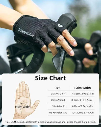 Vista 6 de ROCKBROS Guantes de ciclismo para hombres y mujeres - Guantes de bicicleta transpirables - Guantes de medio dedo para ciclismo diario