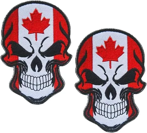 Vista 17 de AliPlus - 2 parches de calavera con bandera estadounidense de EE. UU., gancho y bucle