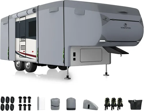 Vista 10 de VINPATIO - Cubierta resistente para cámpers/caravanas/remolques/toy hauler de 20 a 22 pies, de 7 capas, con protección para gato de lengüeta