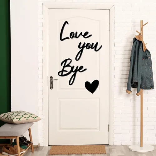 Vista 8 de Letrero con texto en inglés "Love You Bye", decoración de madera sobre la puerta, calcomanías de decoración para el día de San Valentín, calcomanías
