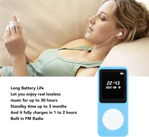 Vista 2 de Reproductor de MP3, pantalla LCD de 1.77 pulgadas Bluetooth 5.0 reproductor de música para niños, altavoz integrado, reproductor de música portátil