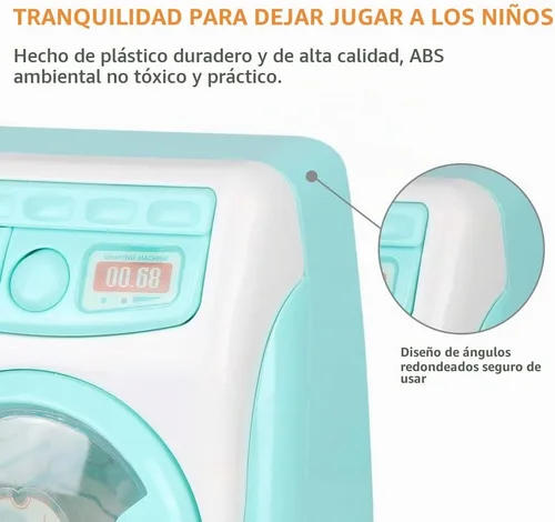 Vista 5 de Mini simulación casa de muñecas muebles cocina juguetes niños juegos casa juguete lavadora Azul