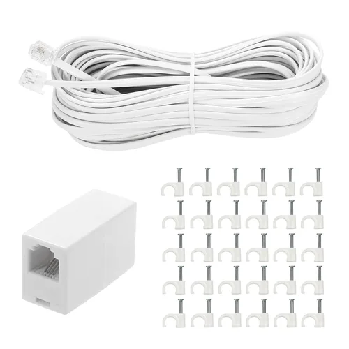 Vista 7 de Vthahaby Cable de extensión de teléfono (10 pies), cable de línea de cable de teléfono, con enchufe RJ11 estándar y 1 acoplador en línea