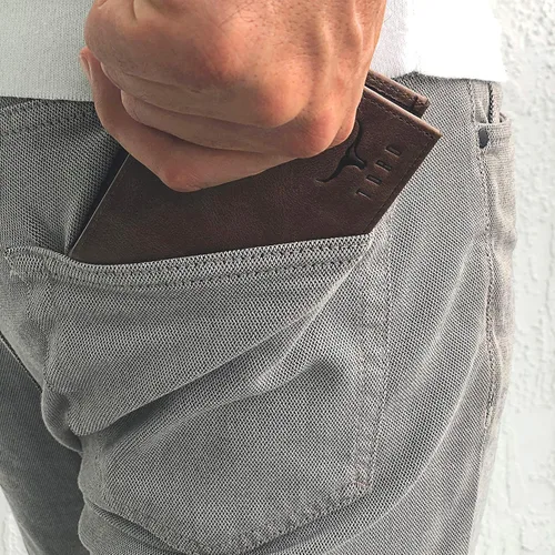 Vista 6 de Cartera de cuero con bloqueo RFID para hombre por TORO Café Oscuro Kev-darkbrown