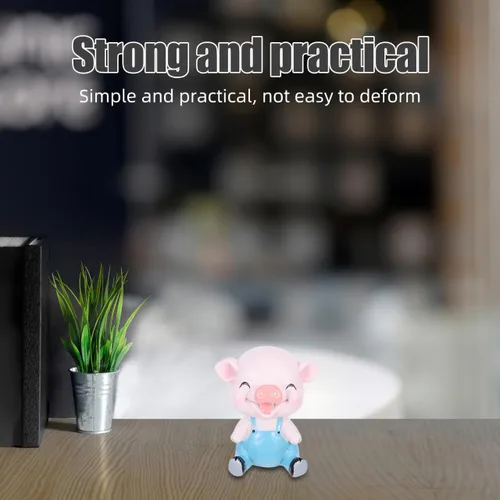 Vista 8 de EXCEART Adorno de cerdo con forma de cabeza de bobblehead, decoración de cerdito tembloroso para tablero de instrumentos de automóvil, escritorio