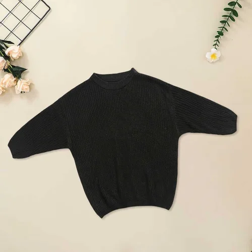 Vista 3 de Suéter de punto sólido para bebés y niñas, suéter de manga larga para otoño e invierno, chaquetas para niños pequeños
