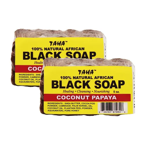 Vista 18 de Taha Barra de jabón negra africana, orgánica y 100% natural, calmante e hidratante, limpieza saludable, ideal para manchas, acné, cuero cabelludo