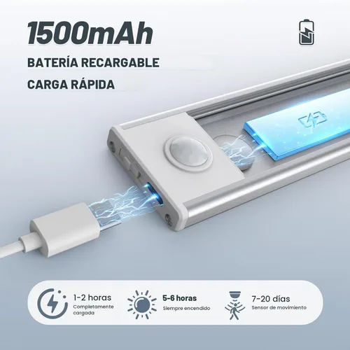 Vista 4 de Paquete de 6 luces inalámbricas para debajo del gabinete, 32 luces LED recargables con sensor de movimiento para interiores, luces magnéticas
